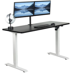 Vivo 60" Wide Standard Electric Adjustable Standing Desk- White Frame-Electric Standing Desks-Vivo-Black Top-Ergo Standing Desks