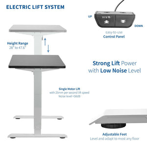 Vivo 60" Wide Standard Electric Adjustable Standing Desk- White Frame-Electric Standing Desks-Vivo-Ergo Standing Desks