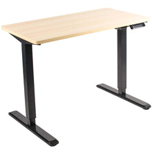 Load image into Gallery viewer, Vivo 43" Wide Electric Adjustable Sit Stand Desk with Memory Presets- Black Frame-Electric Standing Desks-Vivo-Light Wood Top-Ergo Standing Desks