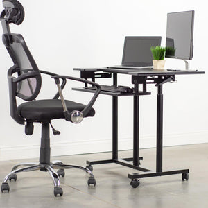 Vivo 35" Wide Compact Adjustable Height Mobile Work Desk- Black-Mobile Standing Desks-Vivo-Black-Ergo Standing Desks