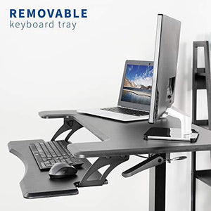 Vivo 36" Wide Compact Pneumatic Adjustable Height Mobile Workstation- Black-Mobile Standing Desks-Vivo-Black-Ergo Standing Desks