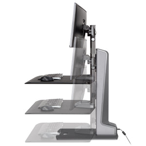 Innovative Winston-E Workstation Electric Dual Monitor Standing Desk Converter-Electric Standing Desks-Innovative-Gray Duotone-Ergo Standing Desks
