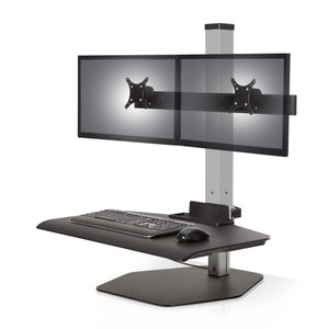 Innovative Winston Workstation Dual Monitor Adjustable Standing Desk Converter-Standing Desk Converters-Innovative-Silver-Compact 17" x 30"-Ergo Standing Desks