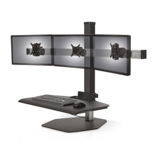 Load image into Gallery viewer, Innovative Winston Workstation Triple Monitor Adjustable Standing Desk Converter-Standing Desk Converters-Innovative-Vista Black-Compact 17" x 30"-Ergo Standing Desks