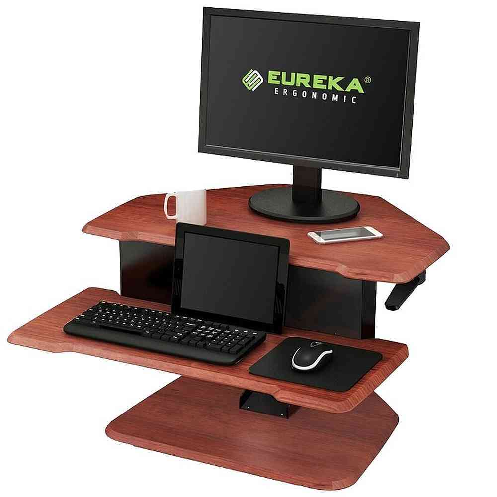 Mount-It! Corner Standing Desk Converter | Height Adjustable 43” Wide  Desktop | Corner Stand Up Desk with Gas Spring Handle | Stand Up Computer