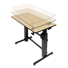Load image into Gallery viewer, Ergotron WorkFit-D 48&quot; Wide Pneumatic Adjustable Height Standing Desk-Pneumatic Standing Desks-Ergotron-Birch-Black-Ergo Standing Desks