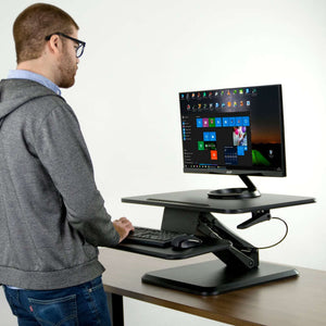 Vivo 25" Wide Compact Adjustable Height Sit Stand Desk Converter- Black-Standing Desk Converters-Vivo-Black-Ergo Standing Desks