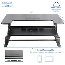 Load image into Gallery viewer, Vivo 35&quot; Wide Adjustable Height Sit Stand Desk Converter- Black-Standing Desk Converters-Vivo-Black-Ergo Standing Desks