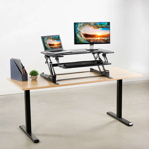 Vivo 35 Wide Adjustable Height Sit Stand Desk Converter- Black – Ergo Standing  Desks