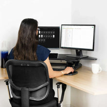 Load image into Gallery viewer, Vivo 40&quot; Wide Adjustable Height Corner Standing Desk Converter- Black-Corner Standing Desk-Vivo-Black-Ergo Standing Desks
