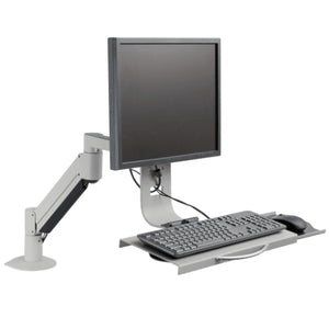 Innovative 7509 Data Entry Single Monitor Arm Mount with Keyboard Tray-Monitor Arms-Innovative-Silver-Ergo Standing Desks