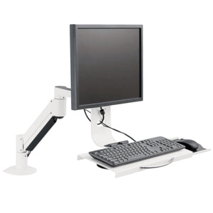 Innovative 7509 Data Entry Single Monitor Arm Mount with Keyboard Tray-Monitor Arms-Innovative-Flat White-Ergo Standing Desks