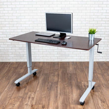 Load image into Gallery viewer, Luxor High Speed Crank Adjustable Height Mobile Sit Stand Desk-Crank Adjustable Desks-Luxor-Dark Walnut-29.5&quot; x 59&quot;-Ergo Standing Desks
