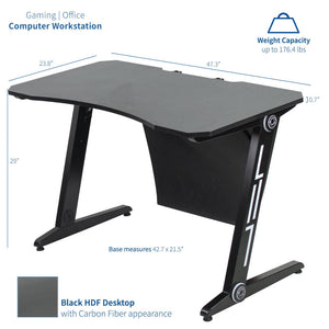 Vivo 47" Wide Z-Shaped Black Gaming Desk-Gaming Desks-Vivo-Black-Ergo Standing Desks