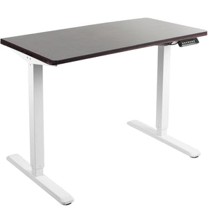 Vivo 43" Wide Electric Adjustable Sit Stand Desk with Memory Presets- White Frame-Electric Standing Desks-Vivo-Espresso Top-Ergo Standing Desks
