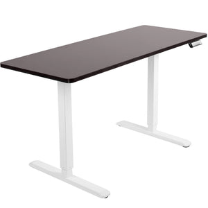 Vivo 60" Wide Electric Adjustable Standing Desk with Memory Presets- White Frame-Electric Standing Desks-Vivo-Espresso Top-Ergo Standing Desks