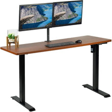 Load image into Gallery viewer, Vivo 60&quot; Wide Standard Electric Adjustable Standing Desk- Black Frame-Electric Standing Desks-Vivo-Dark Walnut Top-Ergo Standing Desks