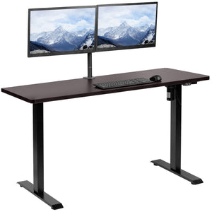 Vivo 60" Wide Standard Electric Adjustable Standing Desk- Black Frame-Electric Standing Desks-Vivo-Espresso Top-Ergo Standing Desks