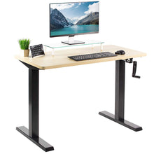 Load image into Gallery viewer, Vivo 43&quot; Wide Crank Adjustable Height Sit Stand Desk-Crank Adjustable Desks-Vivo-Light Wood-Black-Ergo Standing Desks