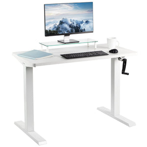 Vivo 43" Wide Crank Adjustable Height Sit Stand Desk-Crank Adjustable Desks-Vivo-White-White-Ergo Standing Desks