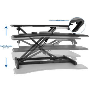 Vivo 33" Wide Adjustable Height Sit Stand Desk Riser- Black-Standing Desk Converters-Vivo-Black-Ergo Standing Desks
