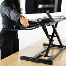 Load image into Gallery viewer, Vivo 33&quot; Wide Adjustable Height Sit Stand Desk Riser- Black-Standing Desk Converters-Vivo-Black-Ergo Standing Desks