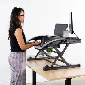 Vivo 36" Wide Adjustable Height Standing Desk Converter- Black-Standing Desk Converters-Vivo-Black-Ergo Standing Desks