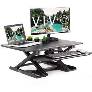 Vivo 32" Wide Adjustable Height Sit Stand Desk Riser- Black-Standing Desk Converters-Vivo-Black-Ergo Standing Desks