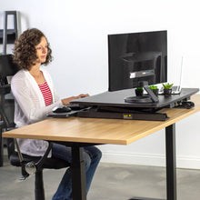 Load image into Gallery viewer, Vivo 32&quot; Wide Adjustable Height Sit Stand Desk Riser- Black-Standing Desk Converters-Vivo-Black-Ergo Standing Desks