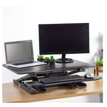 Load image into Gallery viewer, Vivo 32&quot; Wide Adjustable Height Sit Stand Desk Riser- Black-Standing Desk Converters-Vivo-Black-Ergo Standing Desks