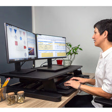 Load image into Gallery viewer, Ergotech Freedom E-Desk 36&quot; Wide Electric Standing Desk Converter- Black-Standing Desk Converters-Ergotech-Ergo Standing Desks