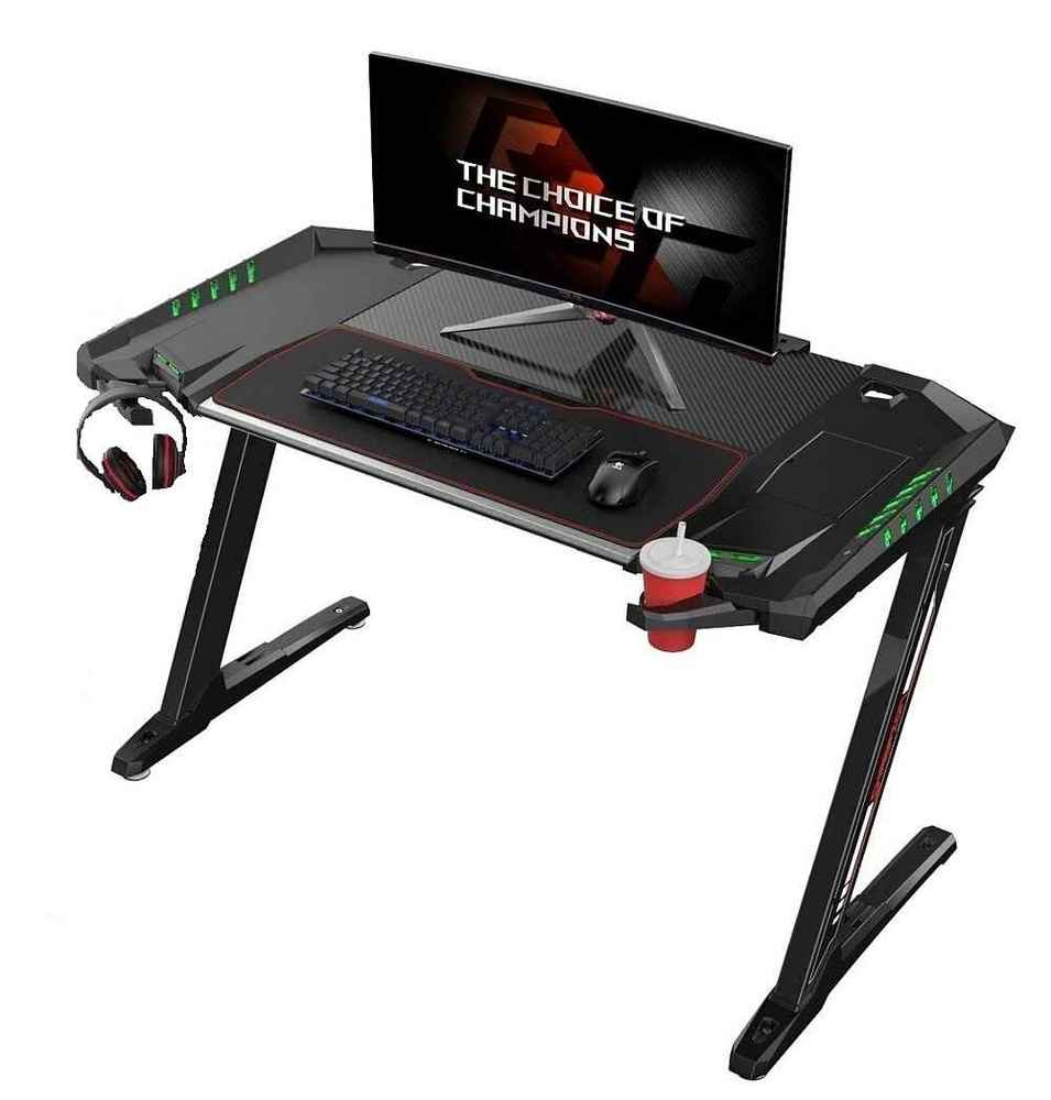 EUREKA ERGONOMIC Z2 Gaming Desk 50.6'' Z Shaped Office PC Computer Gaming  Table with Retractable Cup Holder Headset Hook RGB Light for Men Boyfriend  Female Gift(Wood, Black) : : Computers & Accessories
