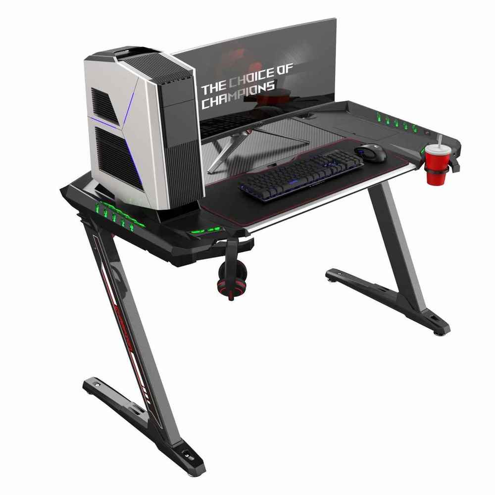Eureka Ergonomic Z2 PC Gaming Desk with RGB LED Lights Ergo Standing