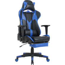 Load image into Gallery viewer, Lorell High Back Gaming Chair with Foldable Footrest-Gaming Chairs-Lorell-Blue-Ergo Standing Desks