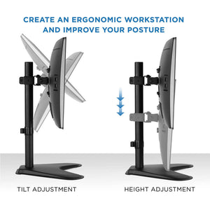 Mount-It Freestanding Adjustable Single Monitor Desk Stand-Monitor Arms-Mount-It-Black-Ergo Standing Desks