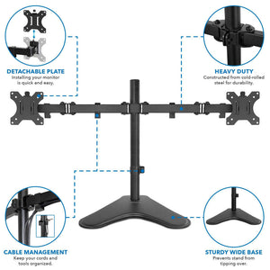 Mount-It Freestanding Full Motion Dual Monitor Stand-Monitor Arms-Mount-It-Black-Ergo Standing Desks
