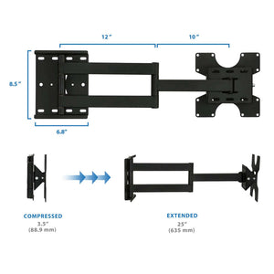Mount-It Wall Mount Full Motion Articulating TV/Monitor Mount Arm-Monitor Arms-Mount-It-Black-Ergo Standing Desks