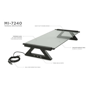 Mount-It Tempered Glasss Monitor Stand/Riser with USB Ports-Monitor Stand-Mount-It-Ergo Standing Desks