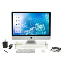 Load image into Gallery viewer, Mount-It Ergonomic Glasss Monitor Stand &amp; Riser-Monitor Stand-Mount-It-Clear-Ergo Standing Desks