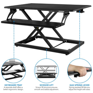 Mount-It 31.5" Wide Height Adjustable Standing Desk Converter- Black-Standing Desk Converters-Mount-It-Black-Ergo Standing Desks