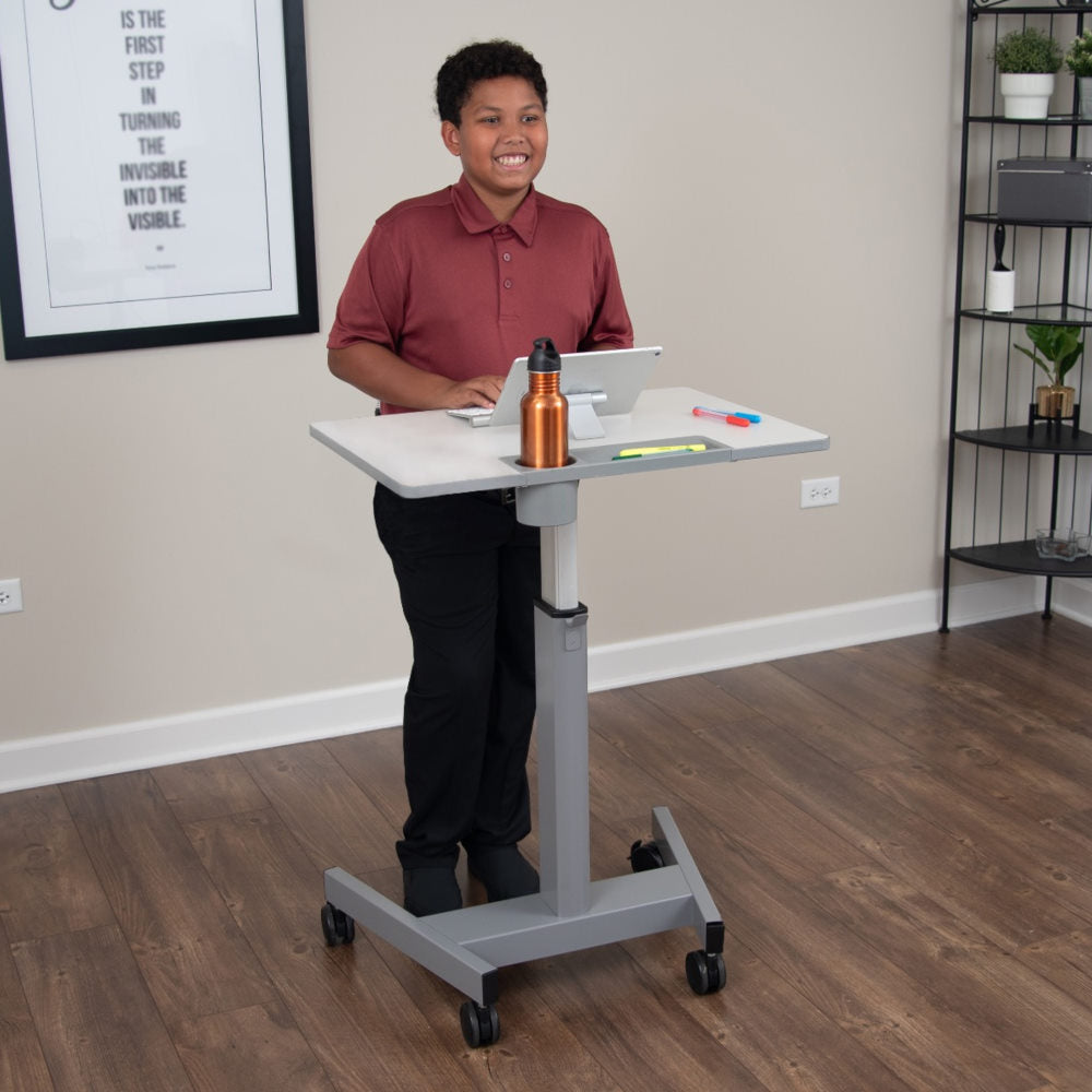 Luxor Pneumatic Adjustable Mobile Student Sit Stand Desk-Student Desks-Luxor-Gray-Ergo Standing Desks