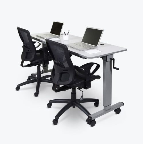 Luxor Crank Adjustable Height Mobile Flip Top Sit Stand Table-Crank Adjustable Desks-Luxor-Gray-23.6