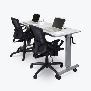 Luxor Crank Adjustable Height Mobile Flip Top Sit Stand Table-Crank Adjustable Desks-Luxor-Gray-23.6" x 59"-Ergo Standing Desks