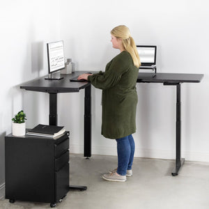 Vivo 67" x 60" Corner L-Shaped Standing Desk- Black-L-Shaped Standing Desk-Vivo-Ergo Standing Desks