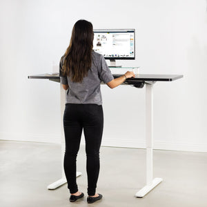Vivo 60" Wide Electric Adjustable Standing Desk with Memory Presets- White Frame-Electric Standing Desks-Vivo-Ergo Standing Desks