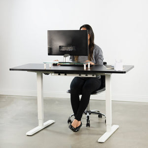 Vivo 60" Wide Electric Adjustable Standing Desk with Memory Presets- White Frame-Electric Standing Desks-Vivo-Ergo Standing Desks
