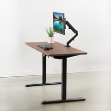 Load image into Gallery viewer, Vivo 60&quot; Wide Electric Adjustable Standing Desk with Memory Presets- Black Frame-Electric Standing Desks-Vivo-Dark Walnut Top-Ergo Standing Desks