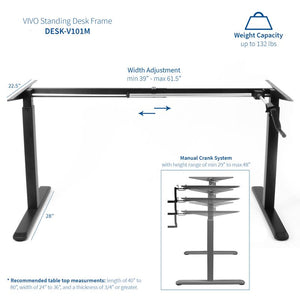 Vivo 63" Wide Crank Adjustable Height Standing Desk-Crank Adjustable Desks-Vivo-Ergo Standing Desks