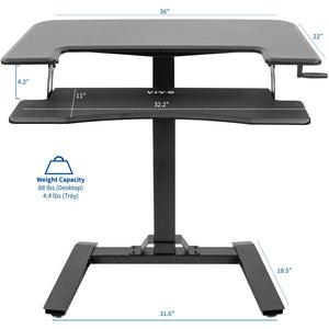 Vivo 36" Wide Compact Crank Adjustable Height Standing Desk- Black-Crank Adjustable Desks-Vivo-Black-Ergo Standing Desks