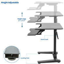 Load image into Gallery viewer, Vivo 36&quot; Wide Compact Crank Adjustable Height Standing Desk- Black-Crank Adjustable Desks-Vivo-Ergo Standing Desks